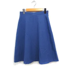 ナチュラルビューティーベーシック NATURAL BEAUTY BASIC フレア スカート ひざ下丈 ミディ丈 無地 シンプル M ブルー 青 /FT35
