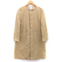 ロペピクニック ROPE Picnic ノーカラー コート ロング 無地 シンプル Aライン 綿混 38 ベージュブラウン 茶 /HT24