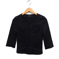 ロートレアモン LAUTREAMONT ノーカラー ジャケット アウター 七分袖 無地 リネン 麻 36 ブラック 黒 /FT30