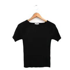 ナチュラルビューティーベーシック NATURAL BEAUTY BASIC リブ ニット セーター 五分袖 ラメ M ブラック 黒 /KT22