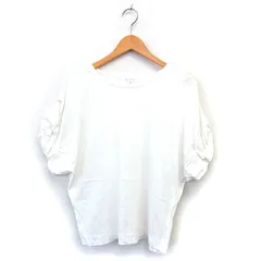 ザショップティーケー THE SHOP TK カットソー ギャザー コットン 綿 ボートネック 透け感 五分袖 L オフホワイト /NT16