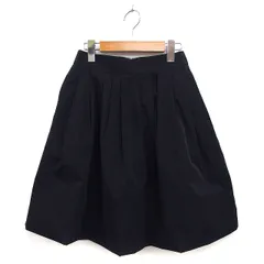 エムプルミエ ブラック M-Premier BLACK スカート フレア ひざ丈 タック バックジップ シンプル 無地 36 黒 ブラック /NT29