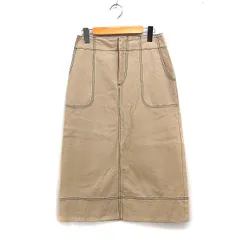 マウジー MOUSSY カラー ステッチ ロング フレア スカート コットン 綿 2 ベージュ /FT41