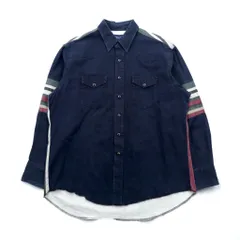 Wrangler 90年代 デニム ウエスタン シャツ XL ネイビー 濃紺 ストライプ 胸ポケット 切替デザイン