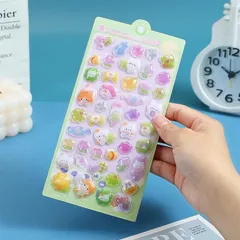 【6枚セット】ぷっくり可愛い 3D動物ステッカー ミックスカラー アニマル デコレーション 手帳 DIY 知育玩具 子供から大人まで楽しめる！