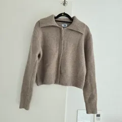 ブランド ジップアップ ニット カーディガン ベージュ