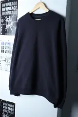 (L-XL) ILCORSO(イルコルソ) スウェット Tシャツ ルーズフィット ネイビー 無地 -16FB7