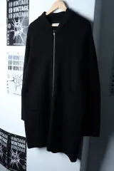 (L-XL) ‎Epigram(エピクラム) ニットカーディガン 無地 ブラック ロング ウール - 16FBF