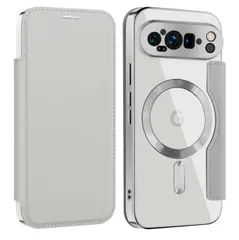 For Google Pixel 9 Pro ケース 手帳型 PUレザー ケース ノートブック型携帯電話保護カバー ポケット スタンド 機能 携帯電話ホルスター財布携帯電話 ホルダ 耐衝撃 カバー ケース（グレー）