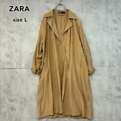 ZARA ザラ Lサイズ トレンチコート ロング スプリングコート マスタード イエロー キャメル 茶色 黄色 5071/225/704 アウター レディース ゆったり 大きいサイズ 落ち感 オーバーサイズ ★ ■◇