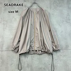 SEADRAKE シードレイク ギャザー ブルゾン ジャンパー ナイロンジャケット ジップアップ サイズM グレージュ ベージュ系 日本製 裾ドロスト ボリューム袖 光沢感 きれいめ 上品 完売品 レディース  89-5267 ★ ■◇のサムネイル