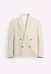 48) ZARA ザラ ダブル ブレーザー リネン クロス ジャケット 4668 872