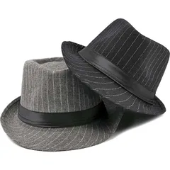 中折れハット メンズ レディース ピンストライプ  フェドラハット ストライプ柄 フォーマル カジュアル 春秋