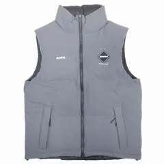 美品 19aw エフシーレアルブリストル F.C.Real Bristol FCRB REVERSIBLE DOWN VEST リバーシブル ダウンベスト ジャケット ブルゾン ロゴプリント ラバーパッチ サイズS グレー 黒 ブラック メンズ