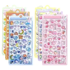 【6枚セット】ぷくぷくシール ぷっくりシール 3D立体 かわいい 手帳・ノートに装飾