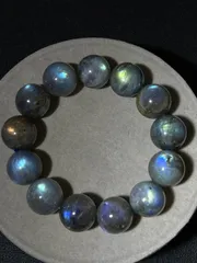 天然石　大粒　全粒強いシラー　ラブラドライト　ブレスレット17.5㍉18㌢★め36★