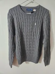 新品 ポロ ラルフローレン 正規品 ケーブル ニット グレー L ラージ