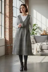 グレー系チェック ノースリーブワンピース