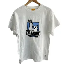 FR2(エフアールツー) 半袖Tシャツ サイズL メンズ美品  - 白×ライトブルー×黒 クルーネック/XLARGEコラボ/Smoking kills