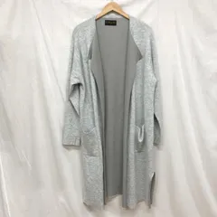 ナノユニバース ベルト付き ハイゲージ ダブルフェイス ニットガウン ロングカーディガン ボタンレス ウール混 ライトグレー FREE