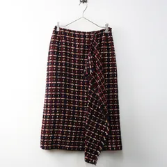 デミルクスビームス Demi-Luxe BEAMS 2WAY ツイードスカート 38＼ネイビー ウール フリンジ ロング 前後着【2400014705515】のサムネイル