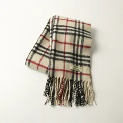 美品 スコットランド製 バーバリー BURBERRY カシミヤ ノバチェック ストール ｜ベージュ系 マフラー ショール フリンジ【2400014787450】