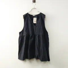 未使用 サマンサモスモス Samansa Mos2 SM2 切替ギャザーVネックベスト F∥ネイビー トップス フリル ノースリーブ【2400014782615】