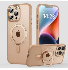 ★iPhone 16 Pro Max 用 ケース 360度回転スタンド MagSafe対応 アイフォン16promax カバー ワイヤレス充電 SUGOIDAN 携帯ケース アイホン16プロマックス ケース あいほん16promax （デザート）