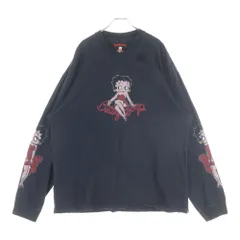 mastermind JAPAN (マスターマインドジャパン) ×Betty Boop ベティブープ ボクシーフィット オーバーサイズ プリント長袖Tシャツ カットソー ブラック MW25C15-TS208