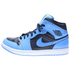 NIKE (ナイキ) AIR JORDAN 1 MID University Blue エアジョーダン1 ミッドカットスニーカー ブラック/ブルー US12/30cm DQ8426-401