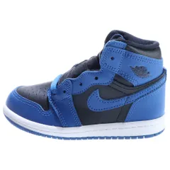 NIKE (ナイキ) TD AIR JORDAN 1 RETRO HIGH OG DARK MARINA BLUE AQ2665-404 エアジョーダン1 レトロハイ ダークマリーナ ハイカットスニーカー ブラック/ブルー キッズ US9c/15cm