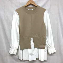 RADIATE スコットクラブ ヤマダヤ ニットベスト×ブラウス レイヤード風トップス レーヨンニット アシメヘム ベージュ×ホワイト 9号 M