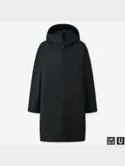 UNIQLO U ブロックテック フードコート ブラック L フィッシュテール レインコート モッズコート