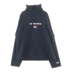 VETEMENTS (ヴェトモン) 18SS × TOMMY HILFIGER Double Sleeves Hoodie トミーヒルフィガー ダブルスリーブ プルオーバーフーディー パーカー ブラック WSS18TR24