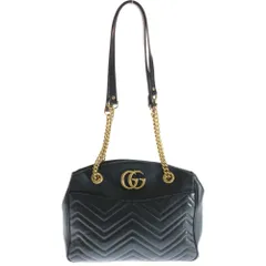 GUCCI (グッチ) GGマーモント チェーンショルダーバッグ ハンドバッグ ブラック レザー 443501 ゴールド金具