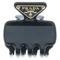 PRADA (プラダ) ミニ ヘアクリップ ヘアアクセ ロゴ三角プレート ブラック×ゴールド 1IF087