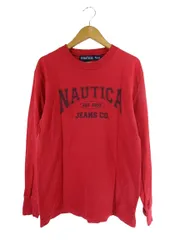 ノーティカ NAUTICA Tシャツ クルーネック 長袖 ロゴ プリント S サイズ レッド QQQ