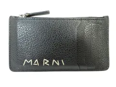 マルニ MARNI M033 カード ケース コイン 小銭入れ 名刺 ジッパー レザー ロゴ ワンポイント ブラック QQQ