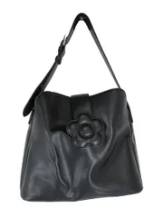 マリークワント MARY QUANT ショルダー バッグ レザー マグネットホック 無地 ブラック QQQ