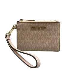 MICHAEL KORS(マイケルコース) コインケース - ピンクベージュ パスケース付き レザー