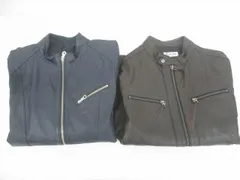  良品 メンズビギ TKタケオキクチ ラムレザージャケット ライダースジャケット 羊革 4 LL 紺 茶色 メンズ