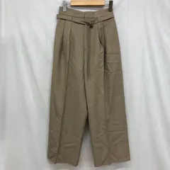 グリーンレーベルリラクシング TW ツイルハイウエストタックパンツ ストレートワイド スラックス ウエストベルト付き バックゴム ウール混 ベージュ 36 S