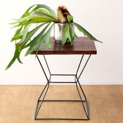 チーク アイアン サイドテーブル 花台 ミッドセンチュリー
