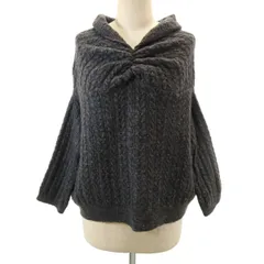 tumugu： ツムグ 日本製 リネンブレンド 5分袖 ショート丈 ケーブル ニット F チャコールグレー セーター レディース 古着