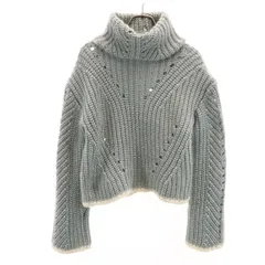 FENDI フェンディ イタリア製 シルクブレンド 長袖 ショート丈 タートルネック セーター 38 グレー ニット レディース 古着