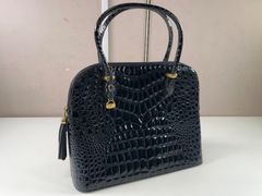BEVERLY シャイニーコート ワニ革 クロコダイルレザー ハンドバッグ 黒
