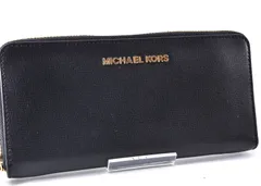 未使用 MICHAEL KORS マイケルコース Zip ジップ Long Wallet 長財布  Ladies レディース Black ブラック 黒 Gold Logo ゴールド ロゴ