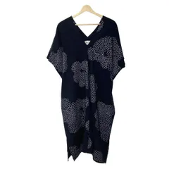 SOU・SOU(ソウソウ) ワンピース レディース新品同様  - ダークネイビー×グレー Vネック/半袖/ひざ丈/花柄