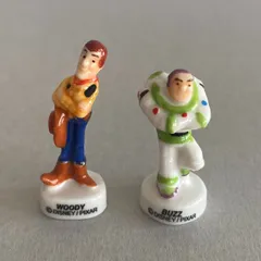 ウッディ＆バズ・ライトイヤーのフェーブ／トイストーリー／フランス雑貨／陶器ミニチュア／ブロカント／ヴィンテージ／蚤の市／幸運の小さな陶器