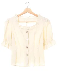 定価　4900円　現況販売中商品　INGNI (イング） ブロード いろいろボタン ペプラムトップス